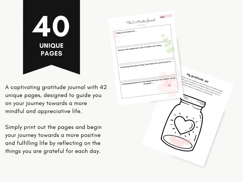 Digital Gratitude Journal with Daily Prompts: Printable Diary for Positivity, Reflection & Affirmations zdjęcie 2