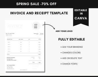 Invoice & Receipt Template with Logo | Editable Forms for Small Businesses