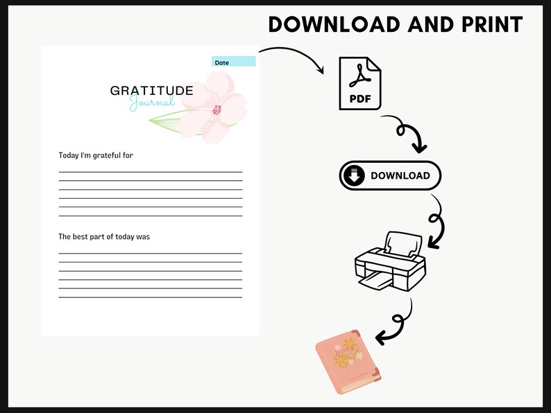 Digital Gratitude Journal with Daily Prompts: Printable Diary for Positivity, Reflection & Affirmations zdjęcie 7