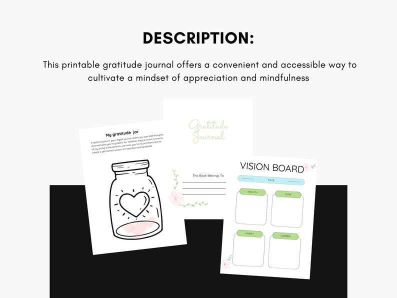 Digital Gratitude Journal with Daily Prompts: Printable Diary for Positivity, Reflection & Affirmations zdjęcie 5