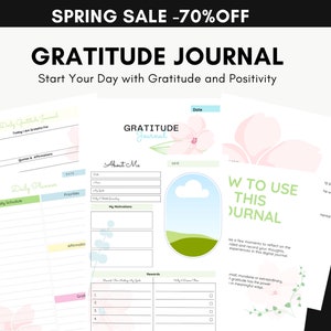 Digital Gratitude Journal with Daily Prompts: Printable Diary for Positivity, Reflection & Affirmations zdjęcie 1