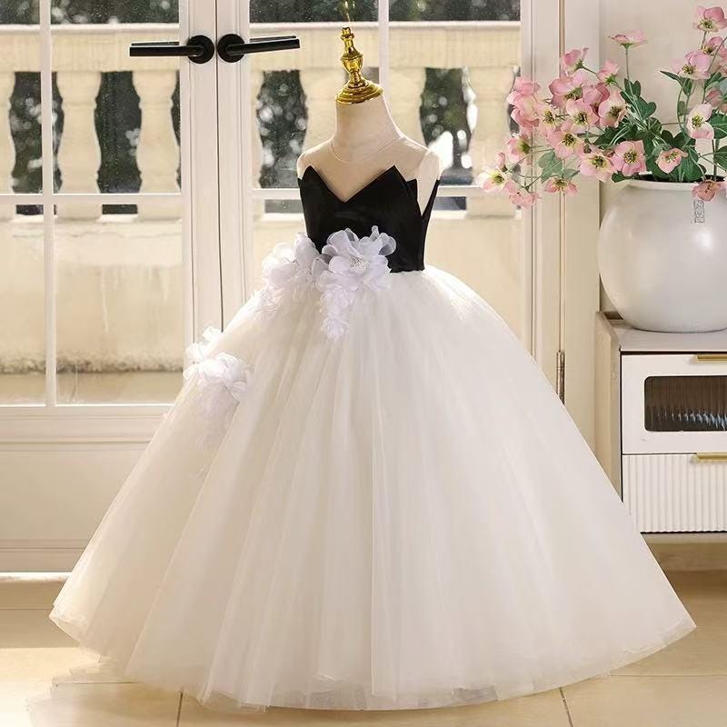 dress with white top and black bottom Black And White Strapless With Bowknot Train Fashin Dresses, CP0667 –  clover sew main image 0