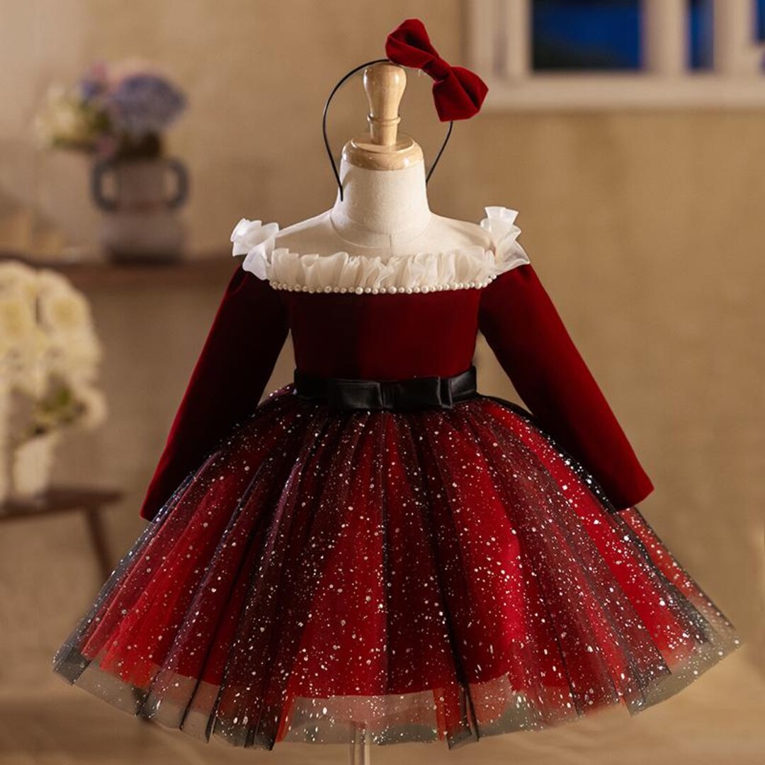 Winmany Baby Meisjes Kerst Outfit Rood/Groen Lange Mouw Tutu