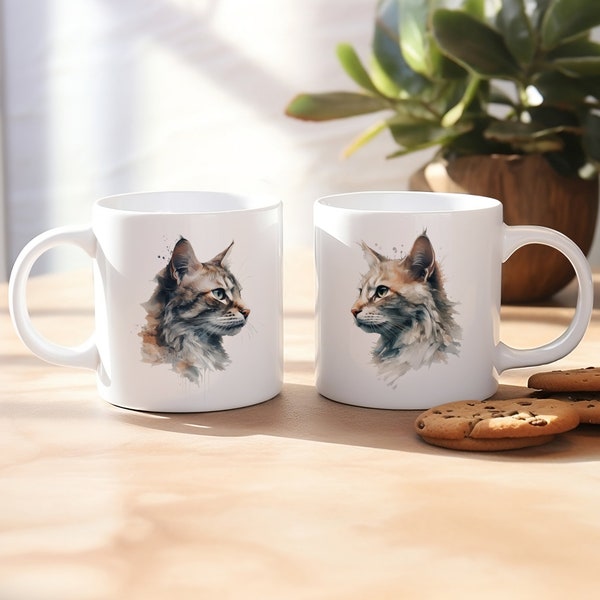 Mug chat style peinture expressif réaliste