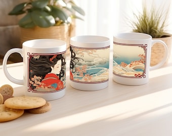 Geisha mug Japanese print ukiyo-e panorama 2