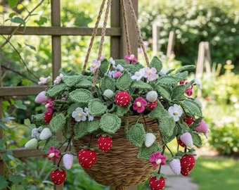 Strawberry Plant Crochet Pattern, Funny Positive House Plant Amigurumi, Project For Ad-Beginner, Home Decor, Plushy Fruit Plant 30126AT12