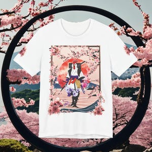 Samurai Rooster US cotton t-shirt, Japanese aesthetic