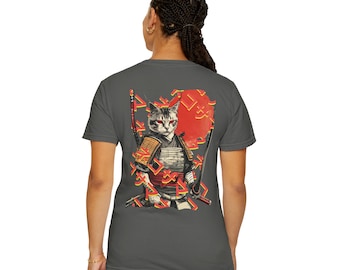 Embrace the Samurai Spirit with Our Harajuku Cat T-Shirt Perfect Gift for Japanese Culture Enthusiasts with original Japanese text