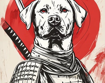 Samurai Dog Poster Print Collection, Japanese Dog Art Aesthetic, Printable Wall Art, Dog Lovers Everywhere, Digital Download