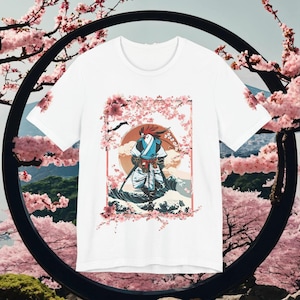 Samurai Rooster US cotton t-shirt, Japanese aesthetic