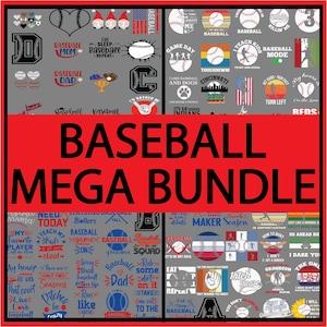 PAQUETE MEGA DE BÉISBOL: paquete de Svg de béisbol, paquete de béisbol, paquete de Svg de sóftbol, Svg de monograma de béisbol, diseños de béisbol, Svg de equipo de béisbol