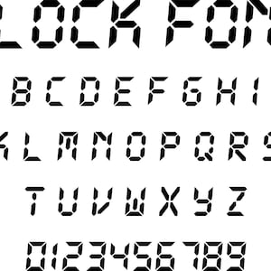 Fuente de despertador, fuente de reloj, reloj digital, fuente digital, fuente de reloj svg, fuente moderna, svg digital, archivo de fuente digital, despertador, fuente ttf