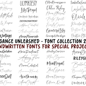 50 fuentes manuscritas: paquete de fuentes, fuente manuscrita, fuente Heart, Cricut, fuente Canva, fuente Script, fuentes digitales, fuentes Procreate, mejor SVG
