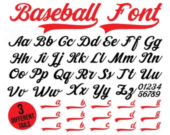 Baseball Font Svg, Font With Tail, Baseball Font TTF, PNG Text Tails, Baseball Script, Softball Font, Baseball Font, Cut File For Cricut