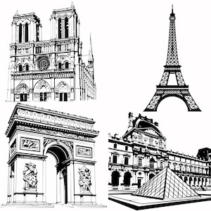 Lot Paris SVG, téléchargement immédiat, France Svg, Svg Tour Eiffel, voyage Svg, amoureux de Paris, Tour Eiffel Svg, fichiers de coupe pour Cricut, Paris Png