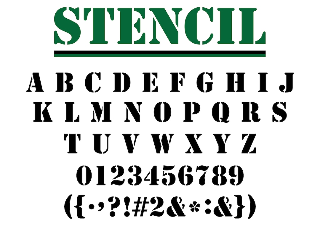 Army Stencil Font SVG, Stencil Font SVG, Stencil Alphabet, Army Font ...