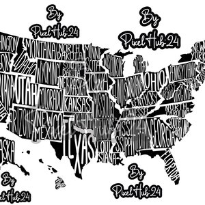 50 États des États-Unis SVG Bundle, carte des États-Unis svg, svg des États-Unis, Usa carte Puzzle Svg, svg des États-Unis, États-Unis avec nom svg, fichier numérique