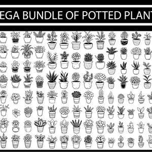 Mega Bundle Plants svg, paquete de plantas, plantas de interior svg, plantas dibujadas a mano, plantas en macetas svg, archivo svg de plantas, descarga digital, archivo de corte de plantas