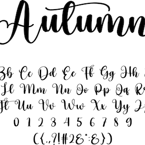 Fuente Autumn, Fuente manuscrita, Fuente Cricut, Fuente Procreate, Fuente Cute, Fuente Goodnotes, Fuentes para profesores, Fuentes para Cricut, Fuente Planner