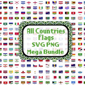 Pacote 285 Bandeiras SVG PNG, Bandeiras de países svg, Bandeiras patrióticas svg, Bandeiras do mundo svg, Bandeira svg, Arquivo de corte de bandeira, Arquivo digital, Download instantâneo
