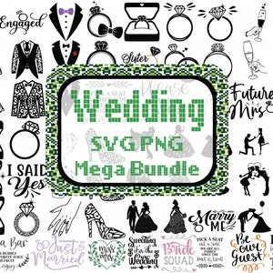 Boda SVG, Mega Bundle, Boda SVG, Anillo SVG, Novia svg, Novio svg, Despedida de soltera Svg, Sr. y Sra svg, Archivo digital, Descarga instantánea