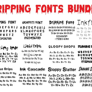 滴るフォント バンドル、滴るフォント、TTF SVG、Cricut Blood、滴る SVG、滴る文字、Blood shirt SVG、ハロウィーン フォント、滴る文字