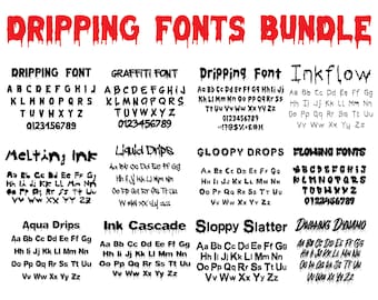 Paquete de fuentes Dripping, fuente Dripping, TTF SVG, Cricut Blood, Dripping svg, letras Dripping, camiseta Blood svg, fuente de Halloween, letras Dripping