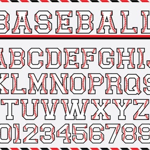 Baseball-Schriftart, Baseball-Team, Baseball-Mama-Svg, Softball-Svg, College-Alphabet, Varsity-Buchstaben, Schriftarten für Silhouette, Best SVG