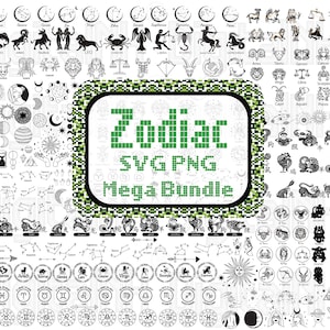 Zodiac SVG PNG megabundel, Zodiac SVG, horoscoop svg, hemelse svg, sterrenbeeld svg, sterren svg, astrologie svg, digitale bestanden, onmiddellijke download