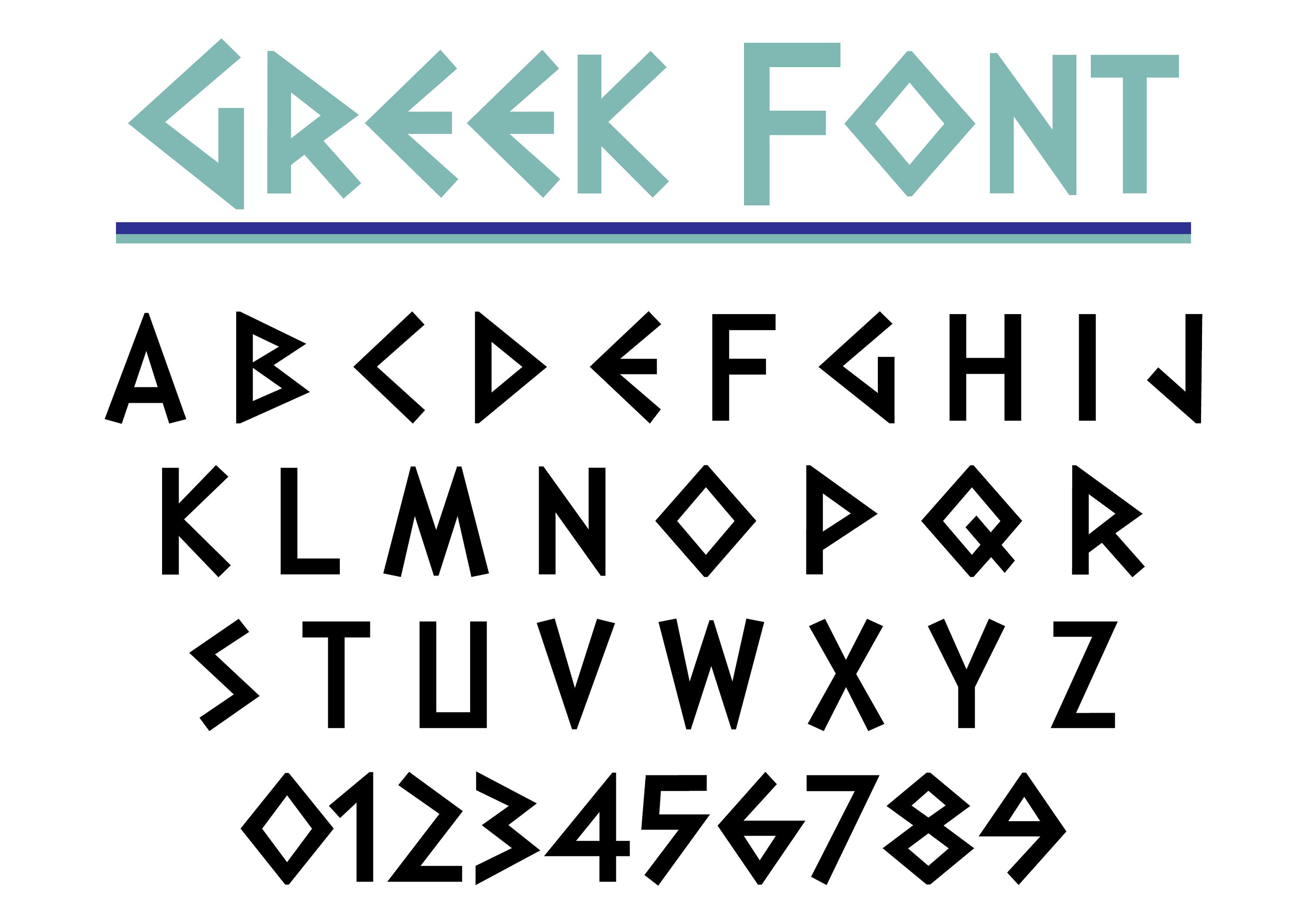Greek Font TTF, Greek Alphabet, Greek Letters, Greek Numbers, Greek Cricut Font, Font Silhouette, Canva Font, Instant Download, Best TTF