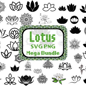 LOTUS SVG, Clipart di loto, File di taglio del loto, File per Cricut, Clipart di fiori di loto, Cricut di fiori di loto, Silhouette di loto, Download istantaneo