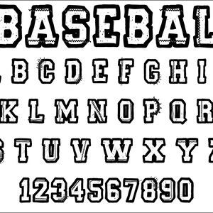 Honkbal lettertype Svg, honkbalteam Svg, honkbal moeder Svg, softbal Svg, College alfabet, Varsity Letters, silhouet, gesneden bestand Cricut