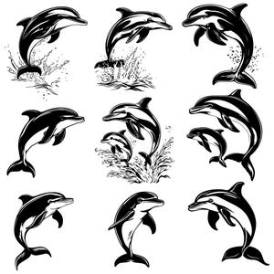Bundle svg dauphins, dauphins png, clipart dauphin, sous la mer svg, png svg dauphin, conception de chemise dauphin, clipart animaux marins, commercial