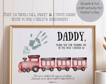 Fathers Day Handprint Art Craft Printable | DIY Keepsake Gift for Dad from Kids, Toddler, Baby | Preschool Activity | Bible Christian Gifts