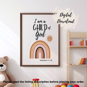 Christian Nursery Decor | Kids Bible Verse Wall Art | Scripture Print | Nursery Wall Art | Sunday School Church | Child Of God Printable