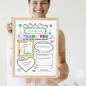 Classroom Assistant, Education Assistant Keepsake Thank you Gift, Teacher Appreciation Gifts, Kids Coloring Thank you Gift, Primary and Nursery Children DIY Activity Craft