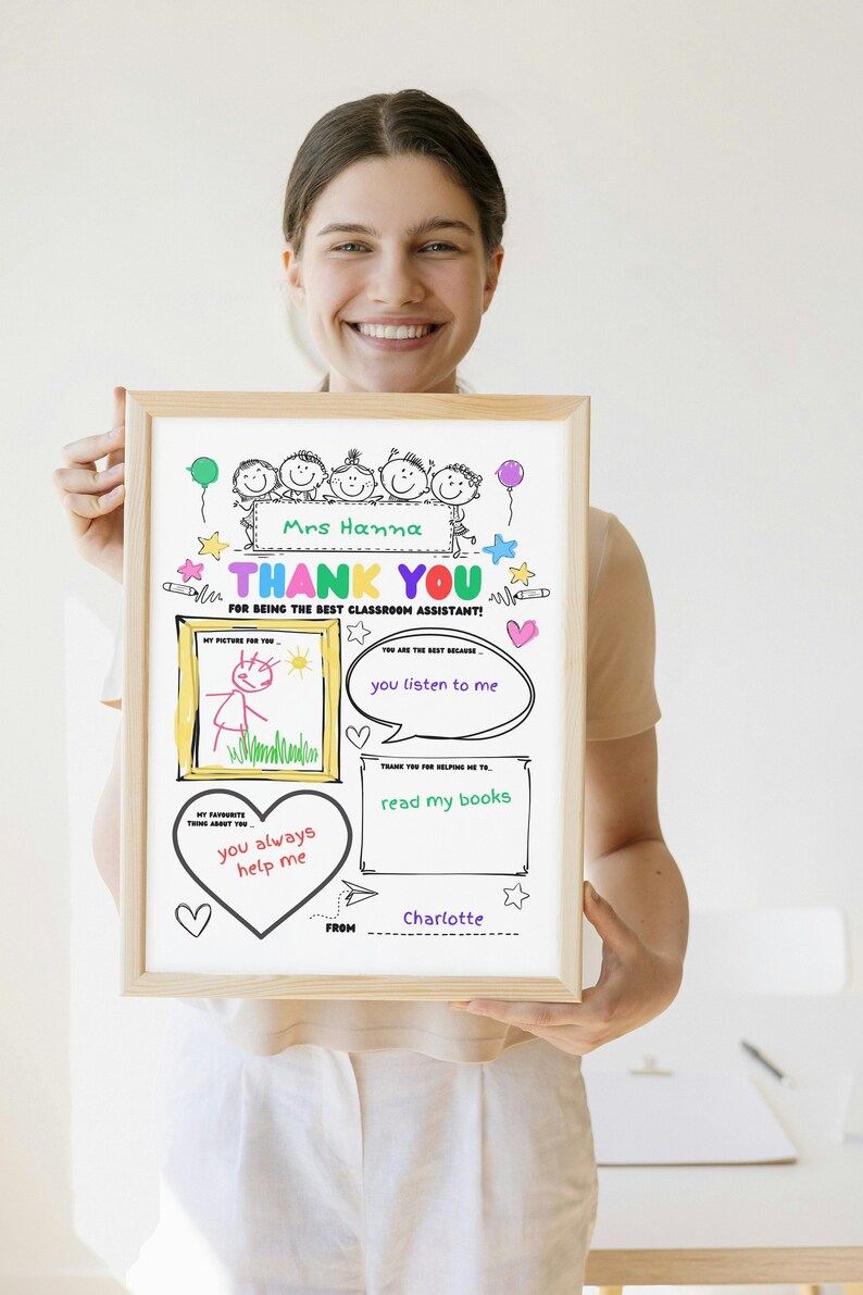 Classroom Assistant, Education Assistant Keepsake Thank you Gift, Teacher Appreciation Gifts, Kids Coloring Thank you Gift, Primary and Nursery Children DIY Activity Craft
