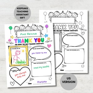 Teacher Assistant, Teaching Assistant, Education Assistant Keepsake Thank you Gift, Teacher Appreciation Gifts, Kids Coloring Thank you Gift, Primary and Nursery Children DIY Activity Craft