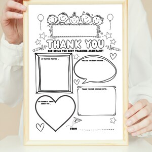 Teacher Assistant, Teaching Assistant, Education Assistant Keepsake Thank you Gift, Teacher Appreciation Gifts, Kids Coloring Thank you Gift, Primary and Nursery Children DIY Activity Craft