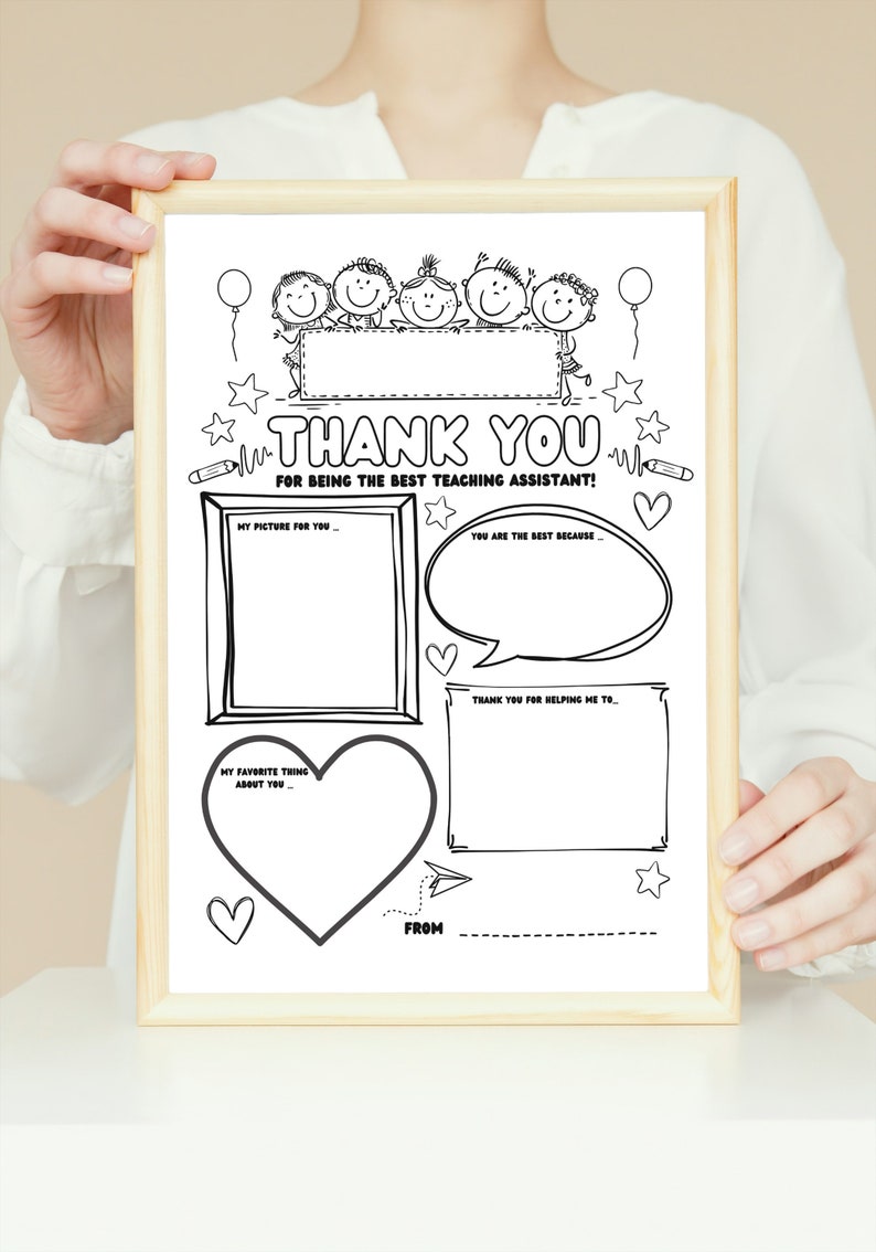 Teacher Assistant, Teaching Assistant, Education Assistant Keepsake Thank you Gift, Teacher Appreciation Gifts, Kids Coloring Thank you Gift, Primary and Nursery Children DIY Activity Craft
