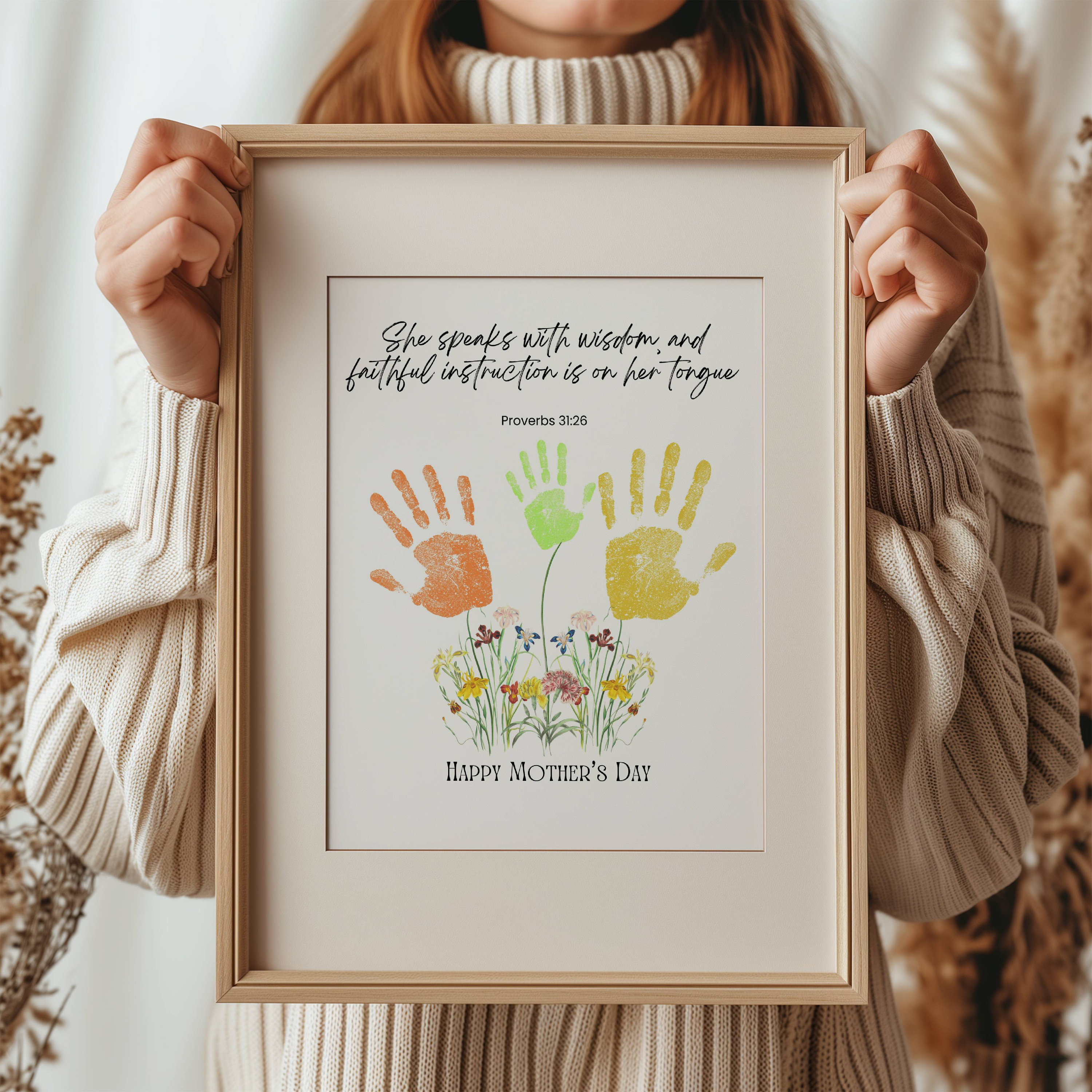 Mothers Day Bible Craft | Printable Mom Handprint Art | Wildflowers ...