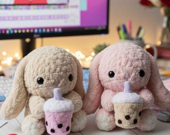 Pärchen Boba Häschen Häkelanleitung, Valentinstag/Ostern Geschenkidee, für Anfänger, Amigurumi Plüschtier 51225AT8