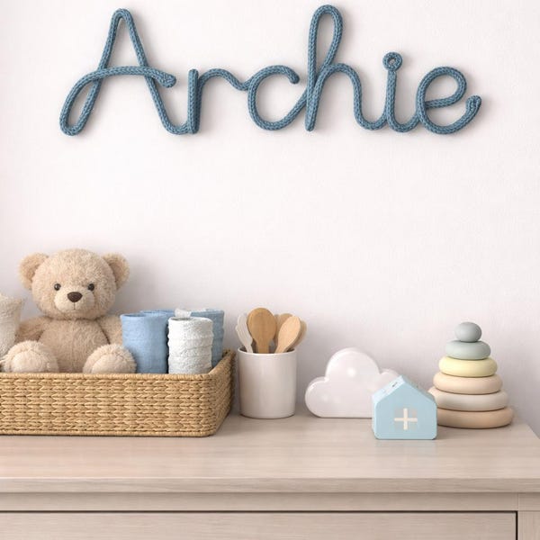 Knitted Wire Name Sign: Custom Nursery Decor