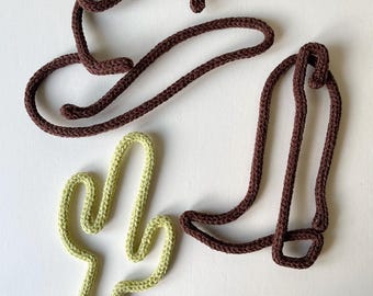 Knitted Wire Cowboy Hat Trio: Cactus, Boot, Hat - Western Decor