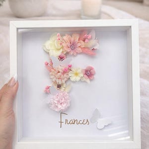 Personalized Floral Initial Shadow Box – Handmade Flower Letter, Mother's Day Gift