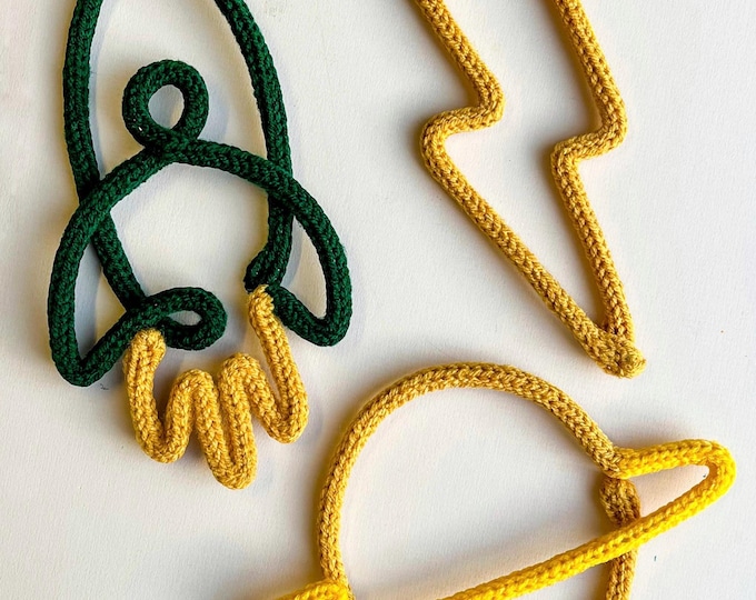 Knitted Wire Rocket: Space Nursery Decor