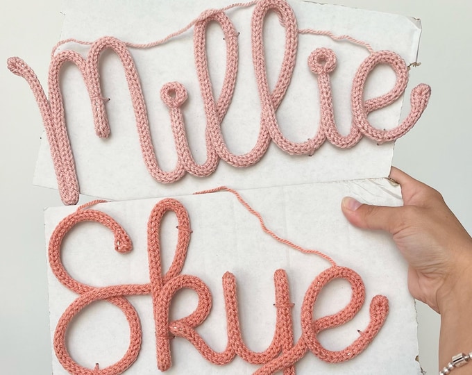 Knitted Wire Name Sign: Custom Nursery Decor