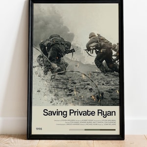 Saving Private Ryan Poster - Retro Movie Poster Print - Wall Art Poster Decor - Vintage Movie Poster Art - Minimalist Movie Poster