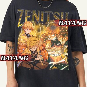 Zenitsu Sumi-E Anime T-Shirt Für Herren – 100% Baumwolle, Vintage-Look, Mit Öko-Tex Zertifikat
