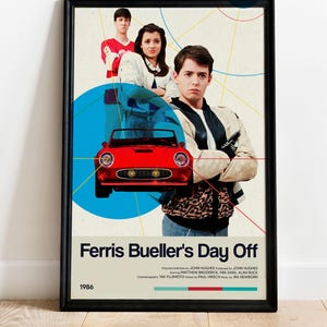 Ferris Bueller&#39;s Day Off Movie Poster - Retro Movie Poster - Wall Art Poster Decor - Vintage Movie Poster Art - Minimalist Movie Poster